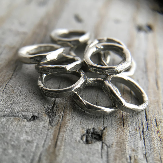 Sterling Silver Wide Hammered Rustic Jump Ring