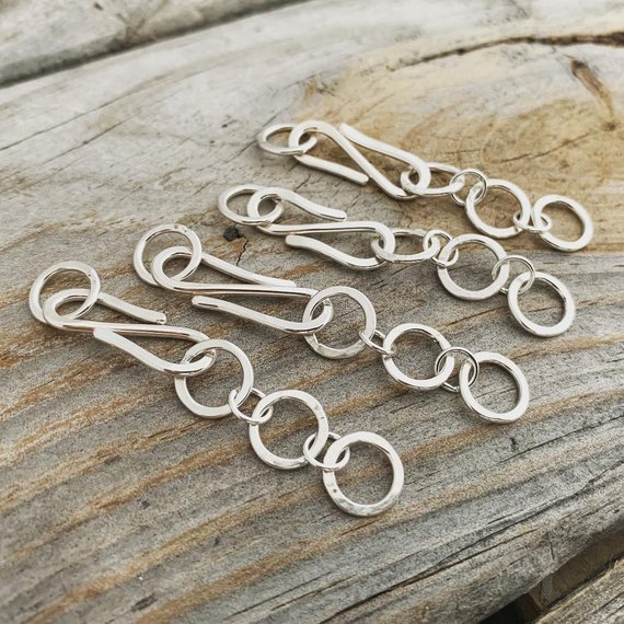 Silver Hook and Eye Clasps, Silver Cord End Clasp, Silver Bracelet