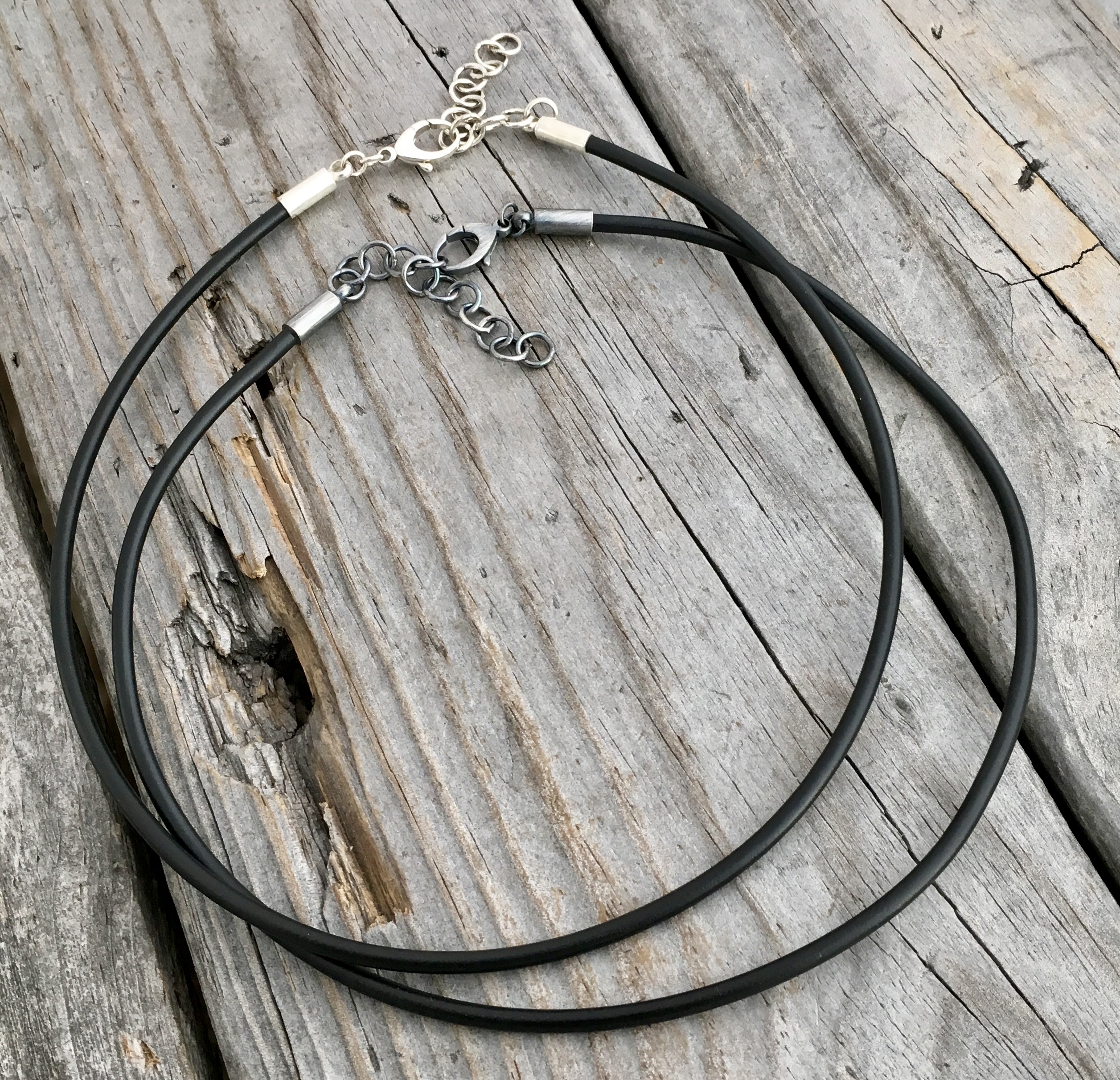 Sterling Silver 3mm Thick Black Leather Cord Necklace