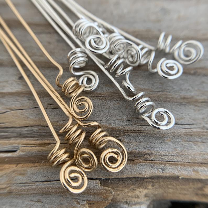 Crafto Combo of Golden & Silver Finished Head Pins for Jewellery