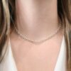 Sterling Silver Joy Chain - 16-19" Shiny shown on model with white shirt and brown hair