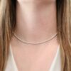 Sterling Silver Maria Chain - 16-19" Shiny shown on model with white shirt and brown hair