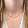Joan Chain - Shiny, 16-19" shown on model with white shirt and brown hair