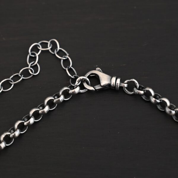 Sterling Silver Roxy Rolo Chain - oxidized shown on dark background