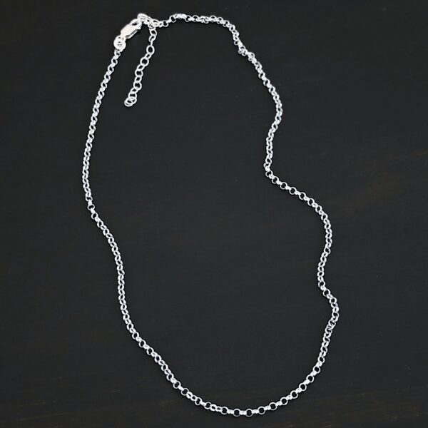 Sterling Silver Rachel Rolo - Shiny shown on dark background