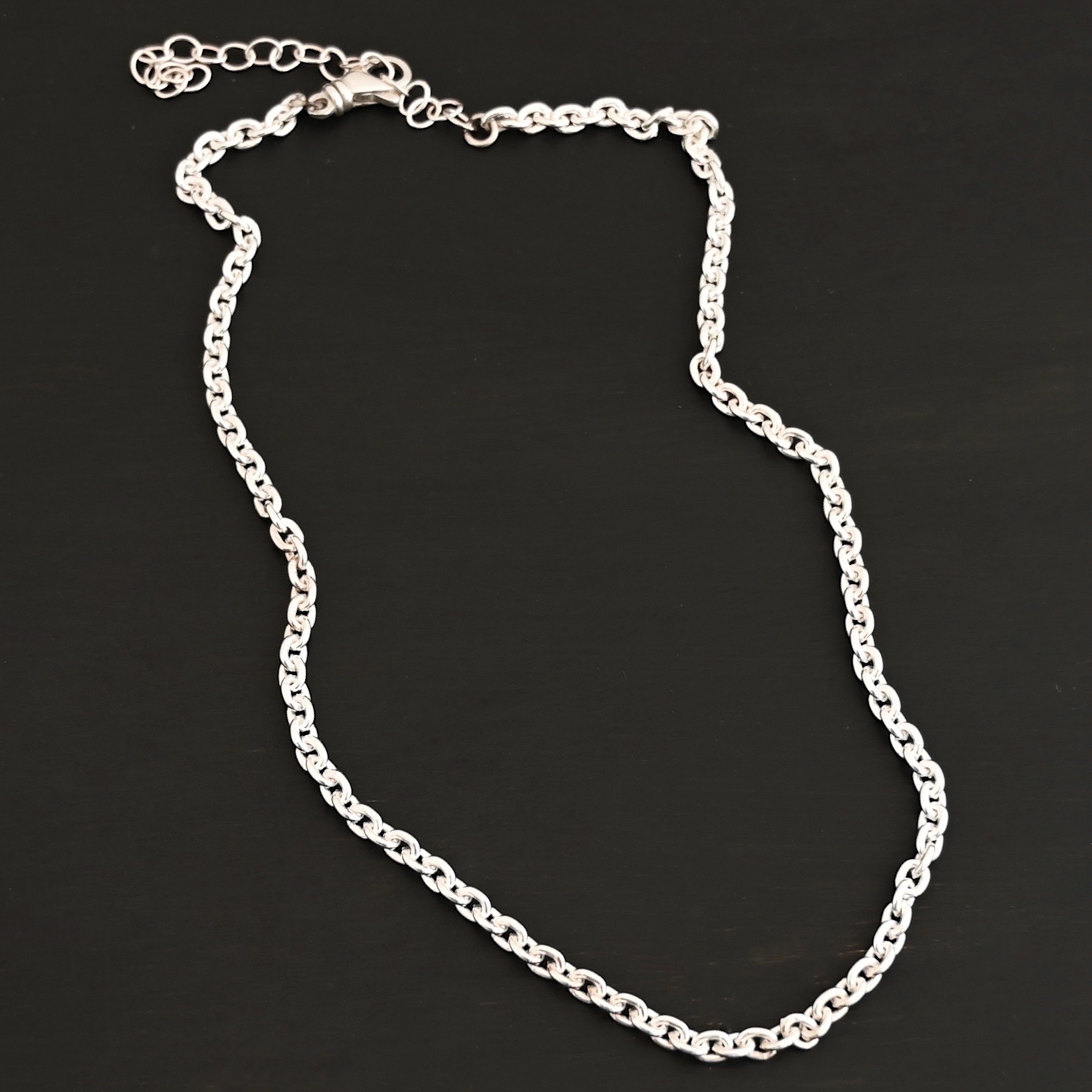Joan Chain - Shiny Sterling Silver Joan Chain - shiny shown on dark background