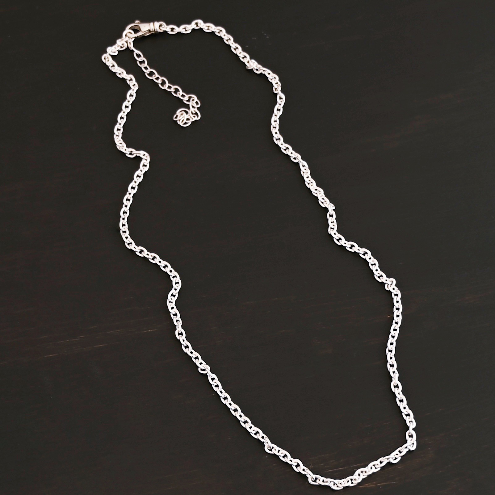 Sterling Silver Lauren Chain - Shiny shown on dark background