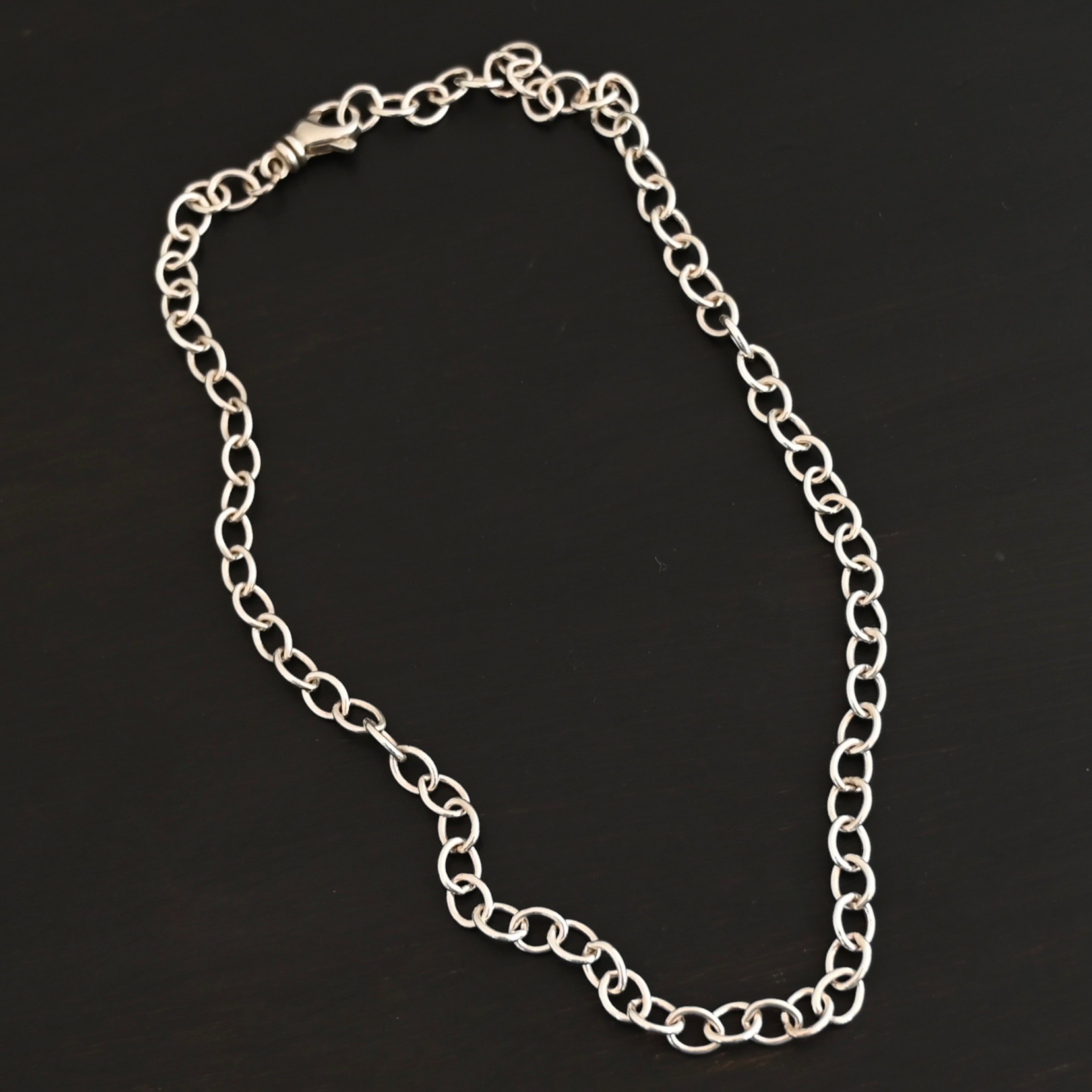 Sterling Silver Jay Chain - Shiny shown on dark background