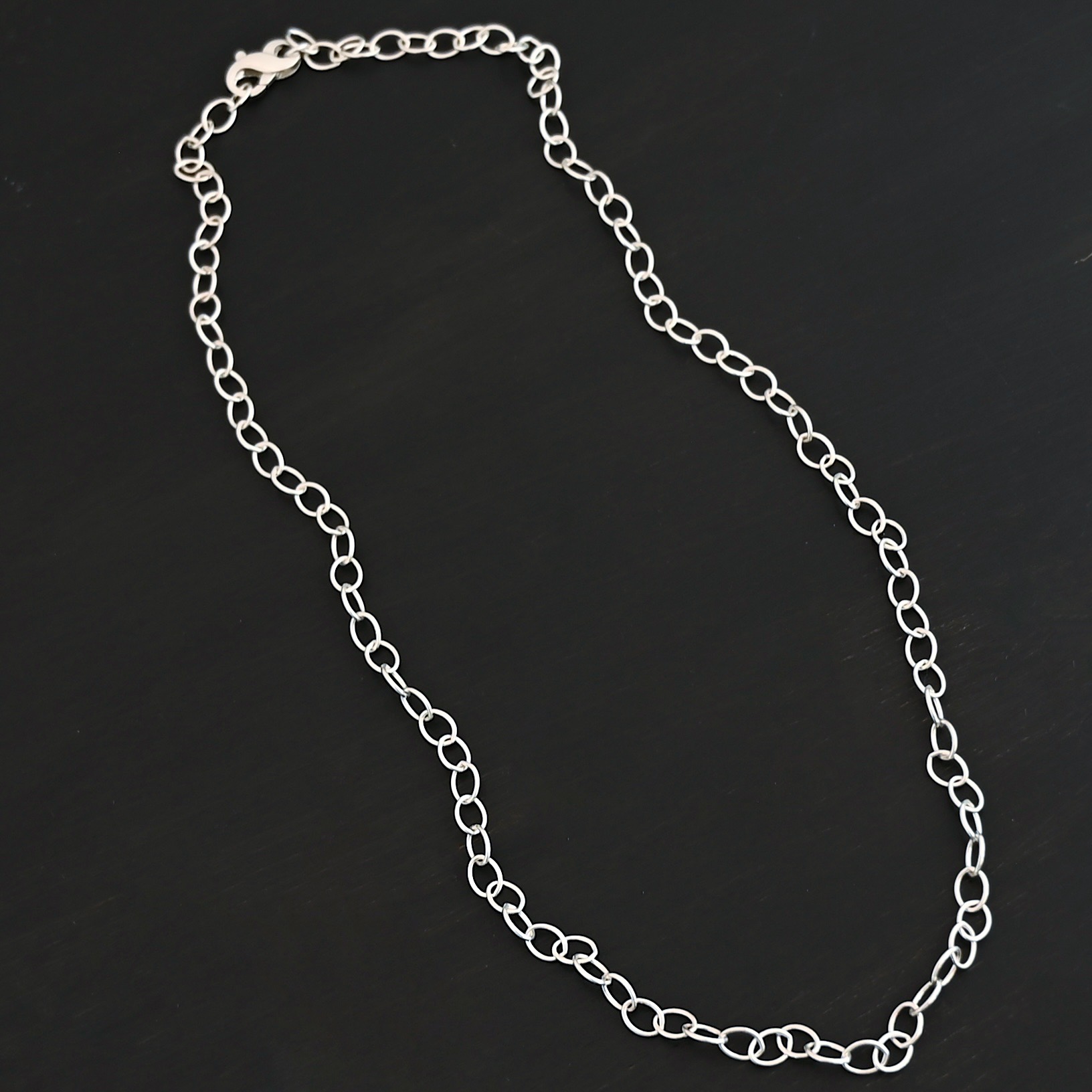 Sterling Silver Willow Chain - Shiny shown on dark background