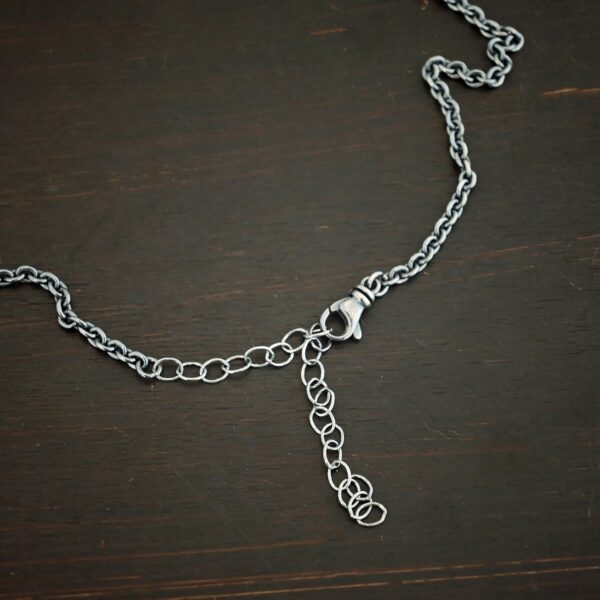 Sterling Silver oxidized Maria Chain on dark background