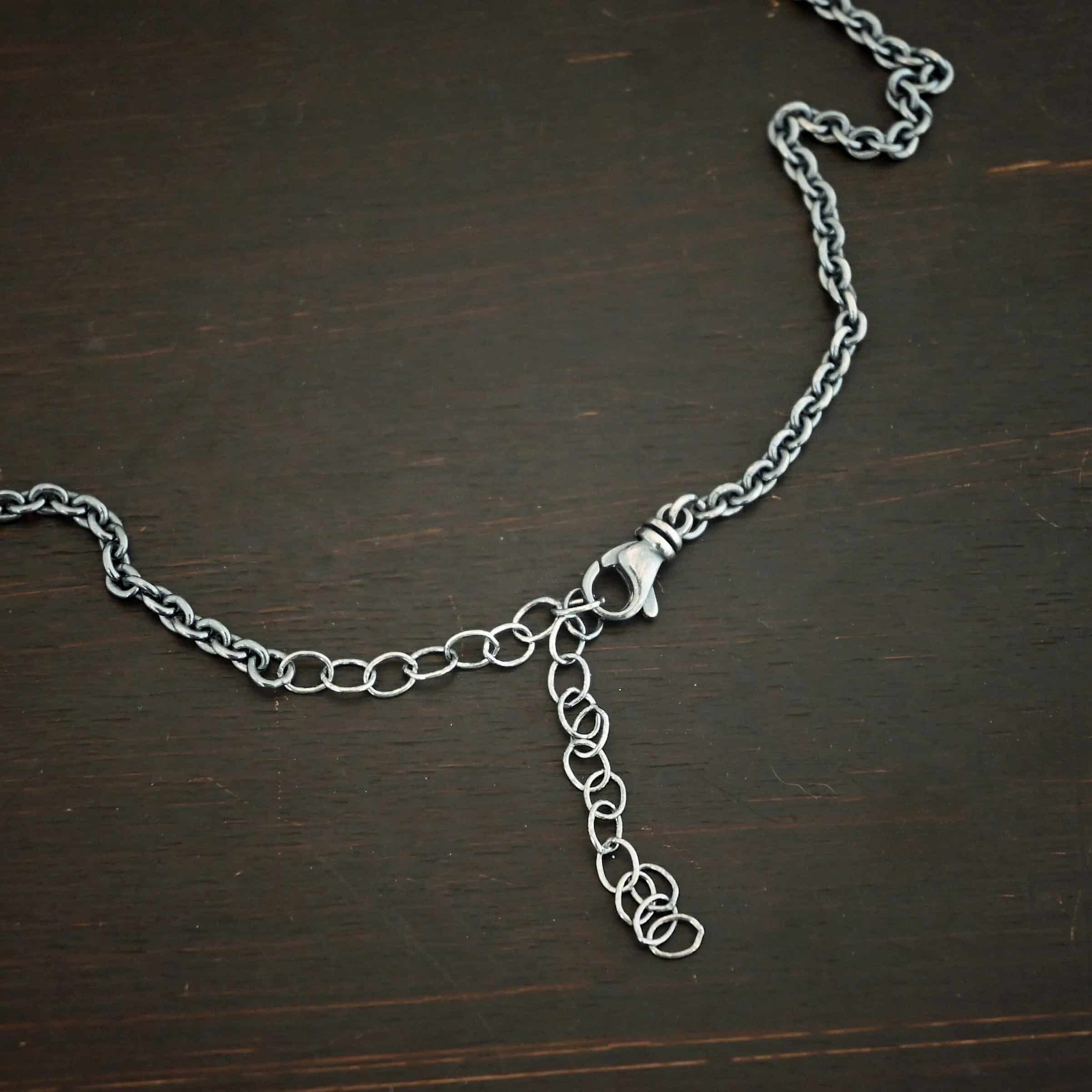 Maria Chain Sterling Silver oxidized Maria Chain on dark background