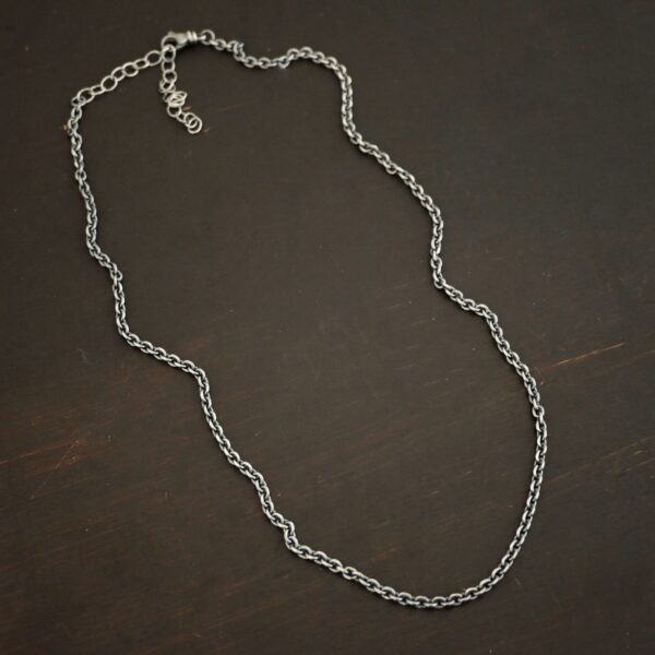 Sterling Silver oxidized Maria Chain on dark background