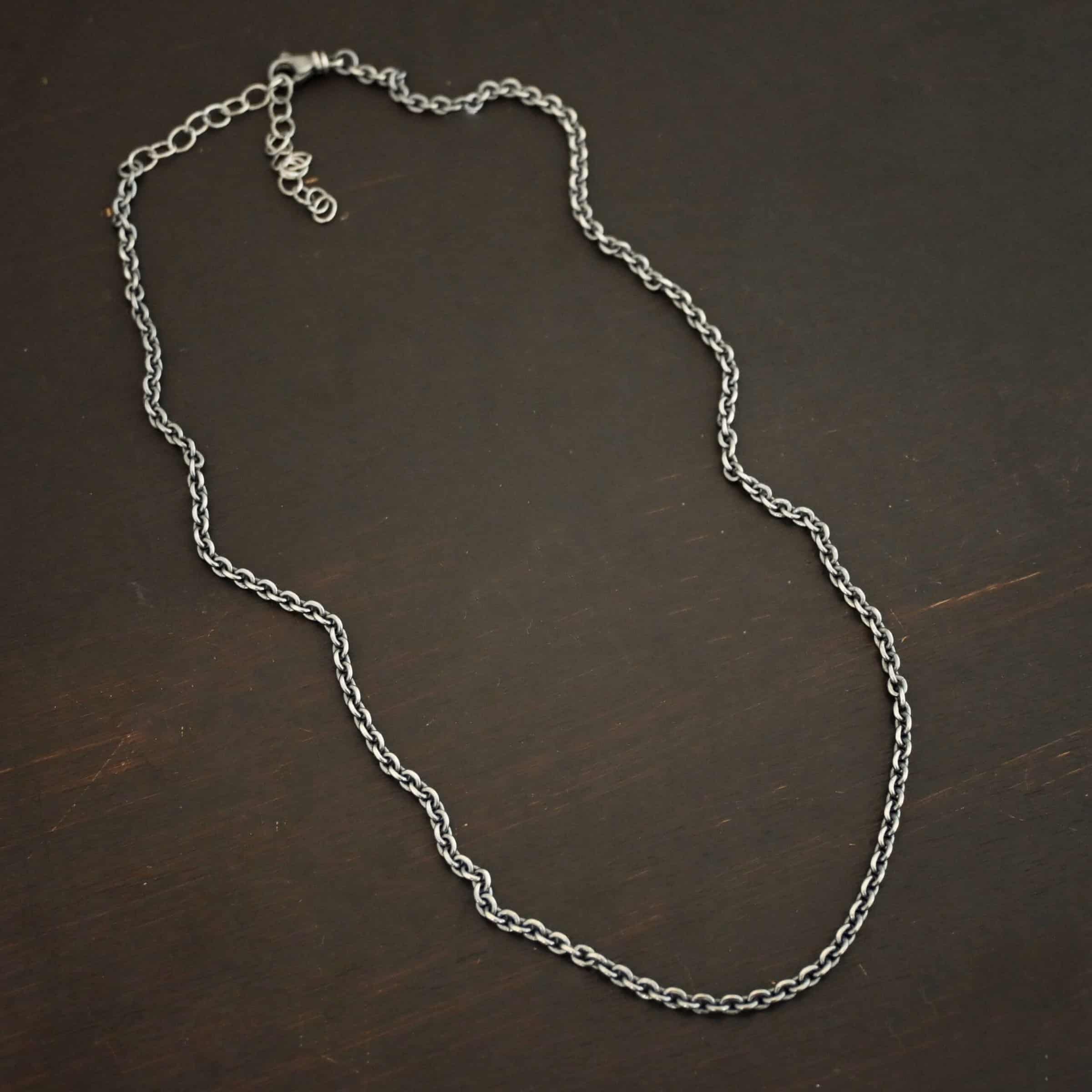Maria Chain Sterling Silver oxidized Maria Chain on dark background
