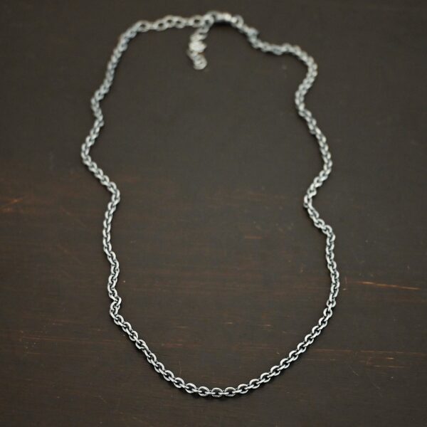 Sterling Silver oxidized Maria Chain on dark background