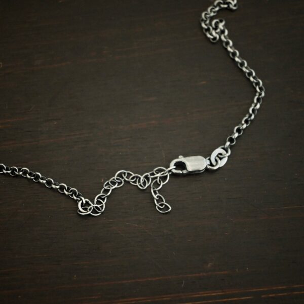 Sterling Silver oxidized Rachel Rolo Chain on dark background