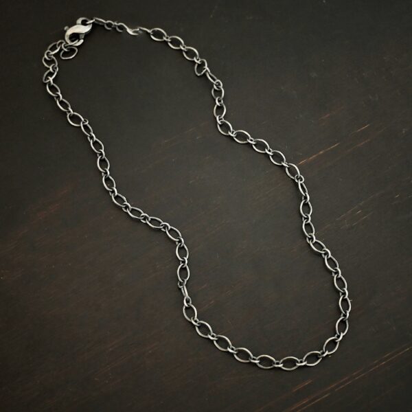 Sterling Silver oxidized Allie Chain on dark background