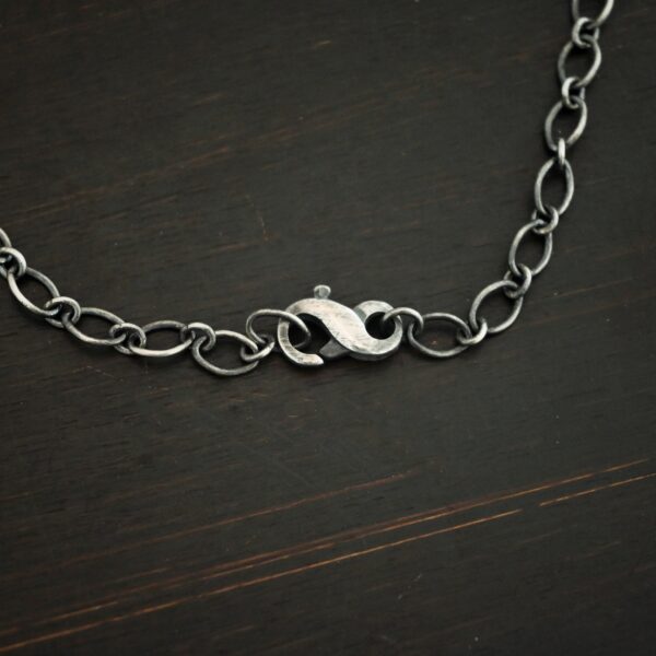 Sterling Silver oxidized Allie Chain on dark background