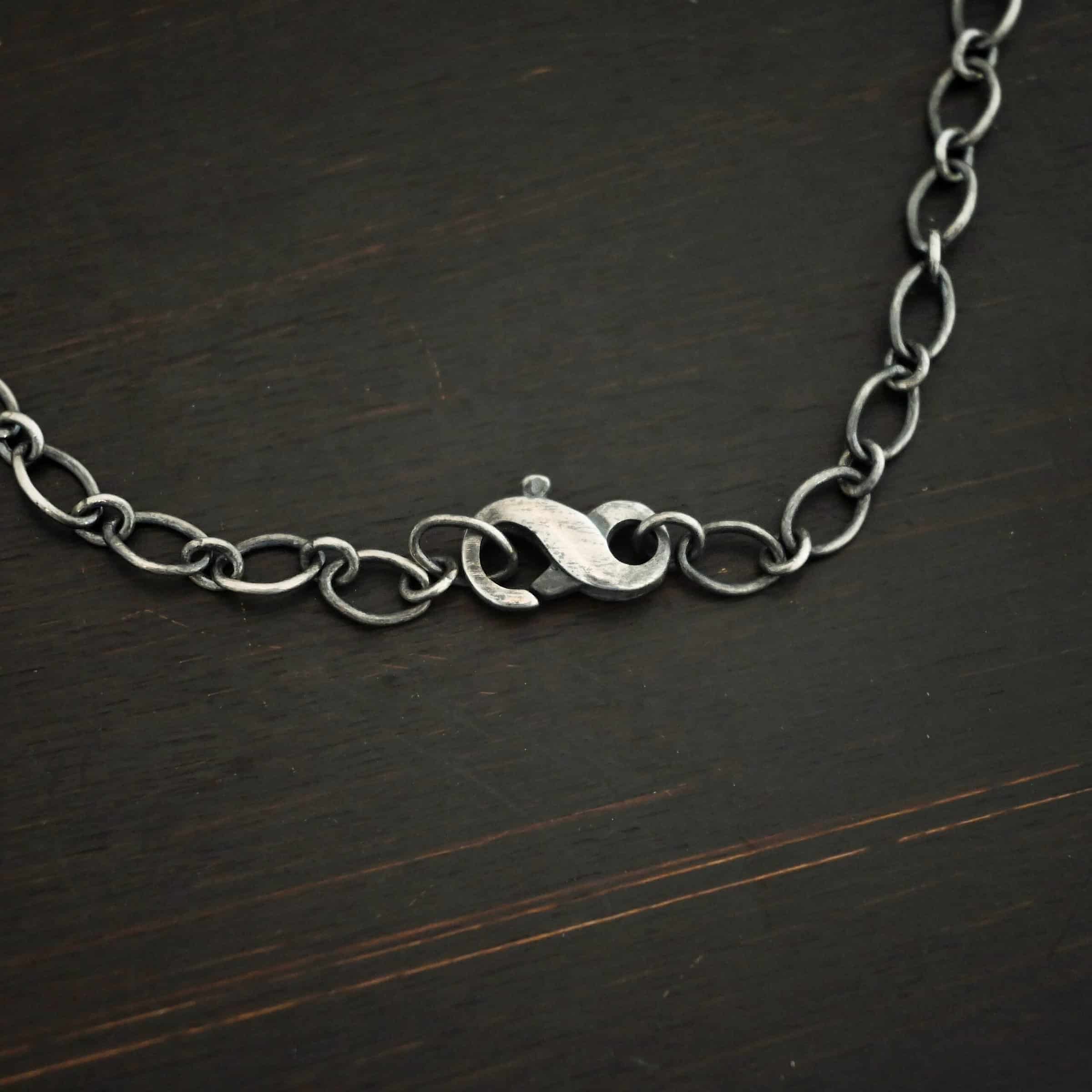 Sterling Silver oxidized Allie Chain on dark background