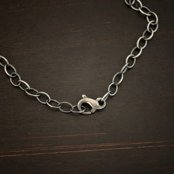 Sterling Silver oxidized Willow Chain on dark background