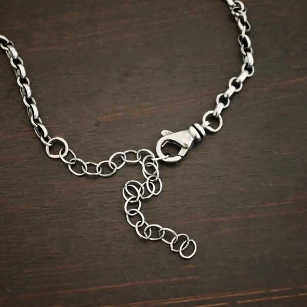 Sterling Silver oxidized Olivia Chain on dark background