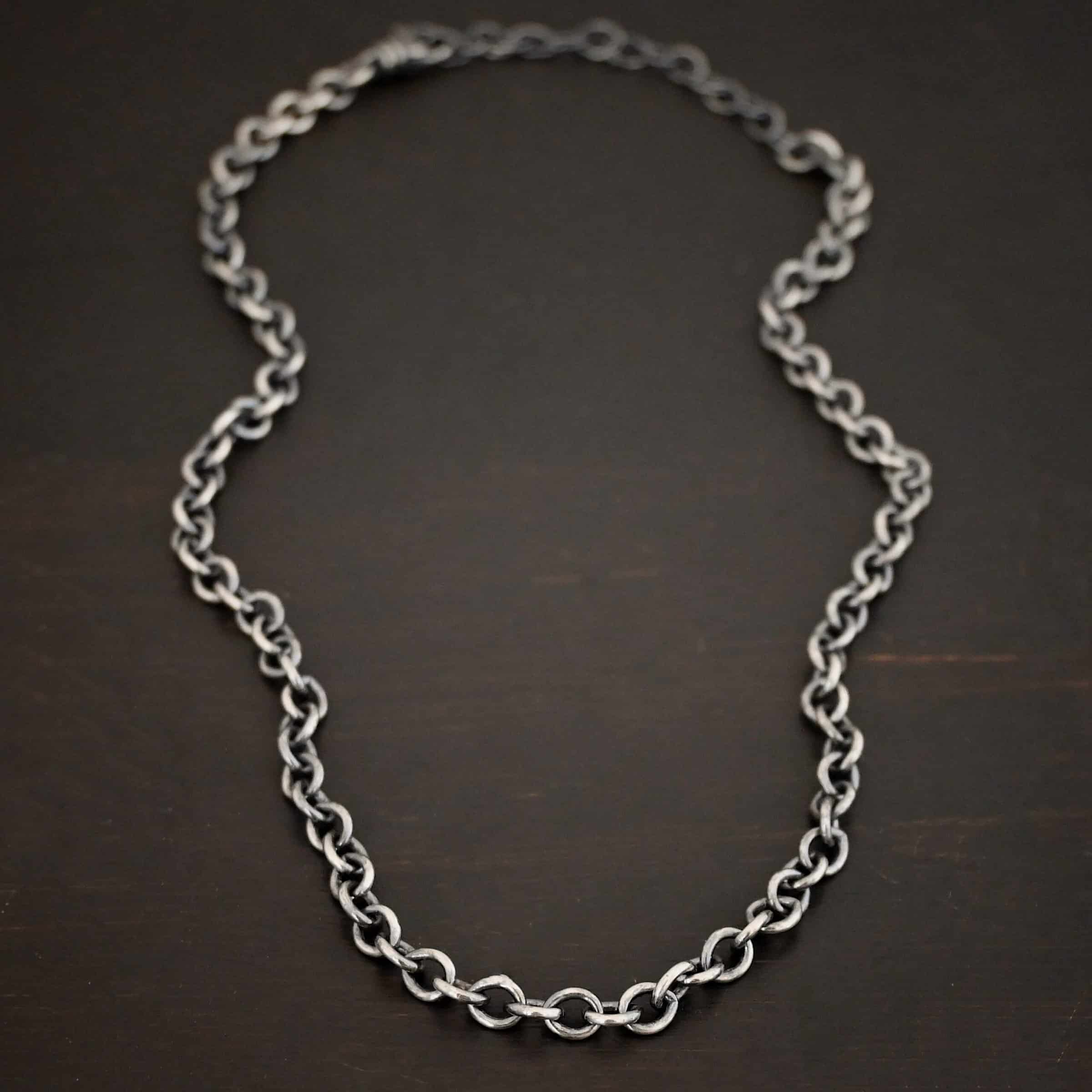 Joy Chain Sterling Silver Joy chain shown oxidized on dark background