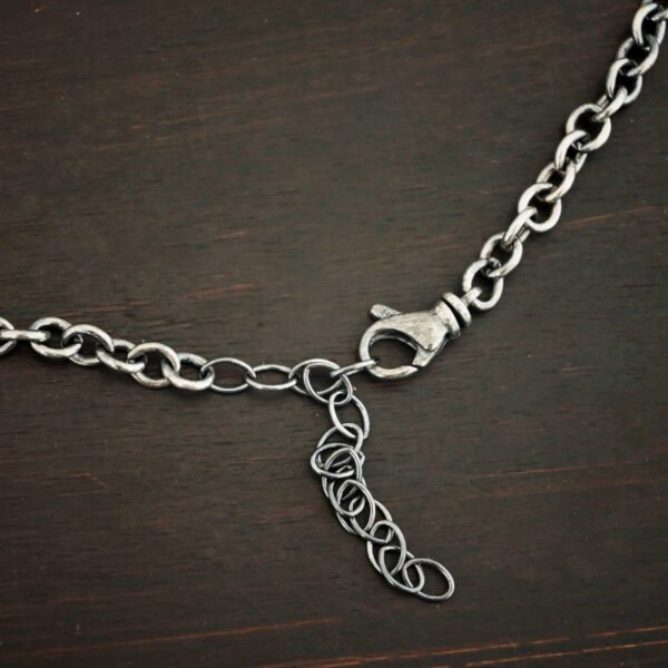 Sterling Silver Joy chain shown oxidized on dark background