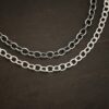 Sterling Silver Jay chain shown shiny & oxidized on dark background