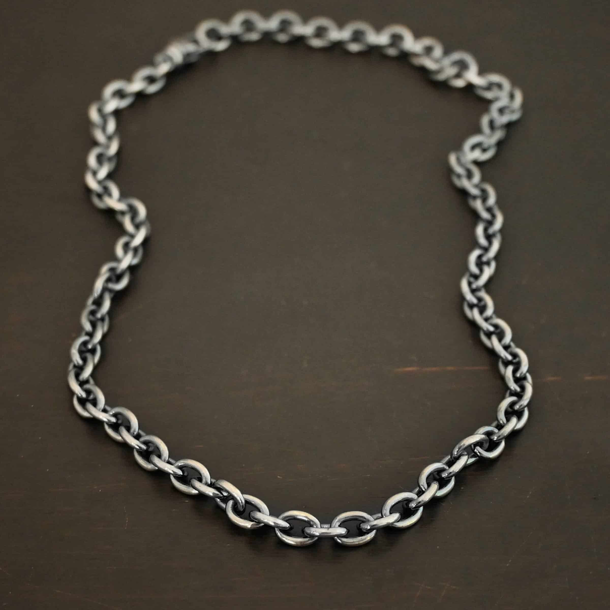 Sterling Silver Georgia XXL chain shown oxidized on dark background