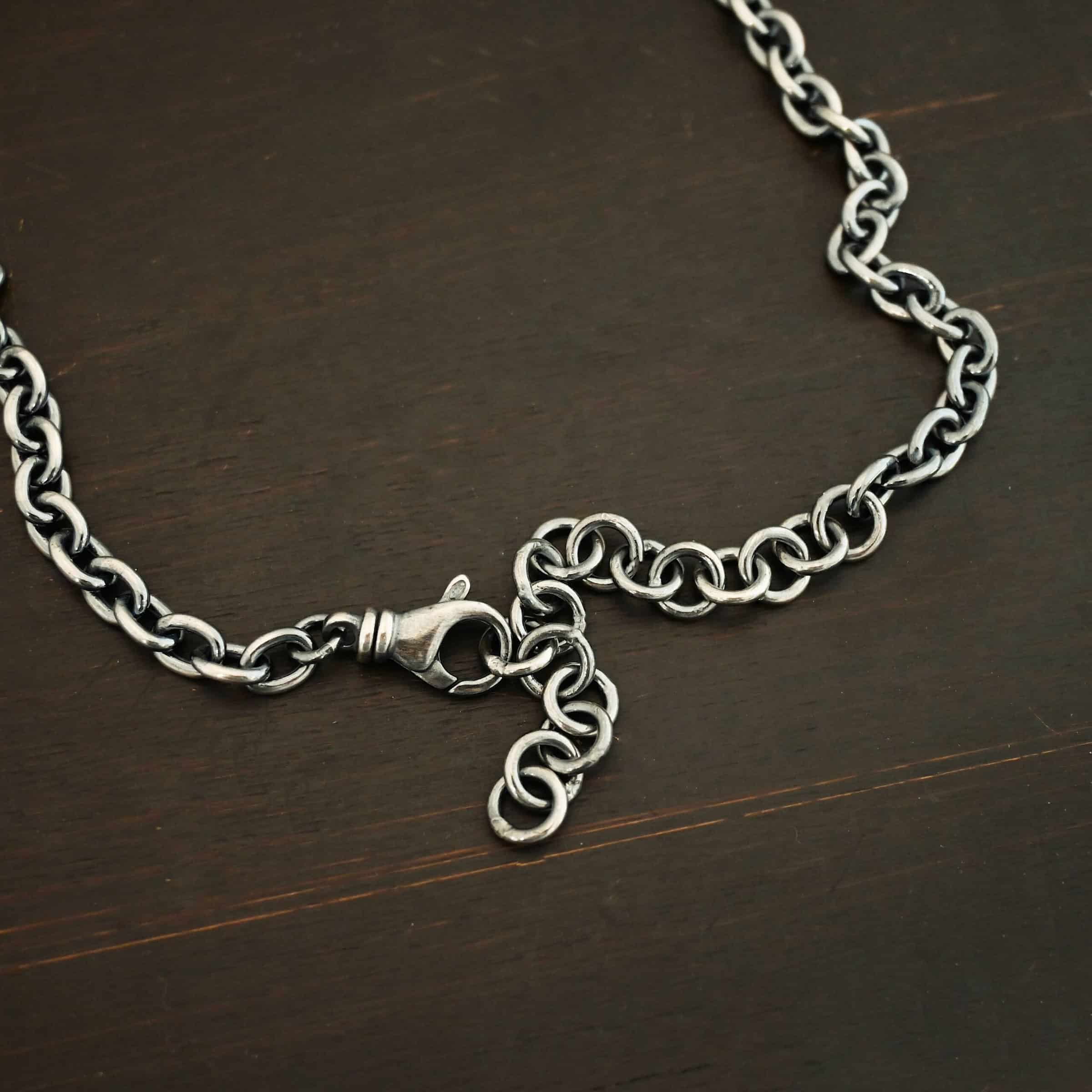 Sterling Silver Georgia XXL chain shown oxidized on dark background
