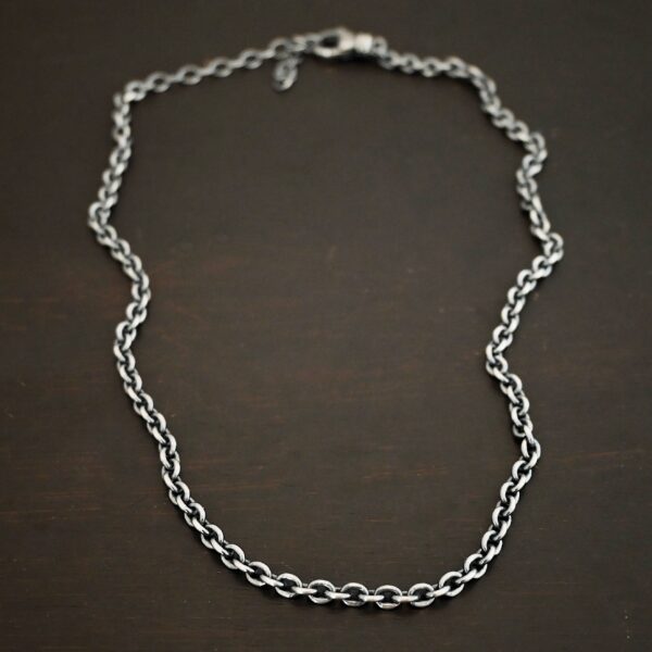 Sterling Silver Joan XL chain shown oxidized on dark background