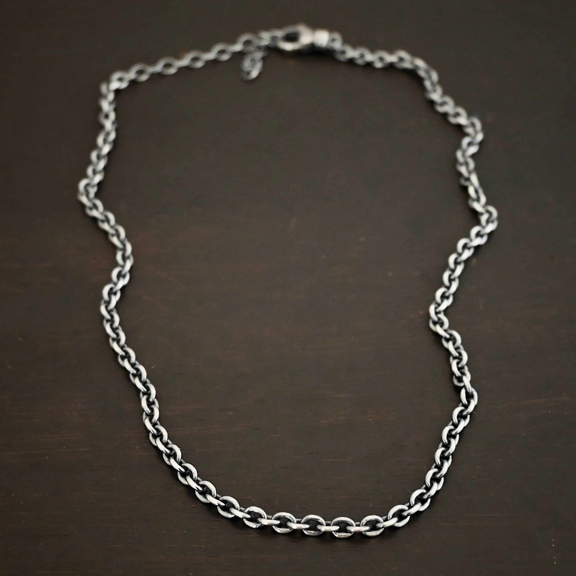 Joan Chain Sterling Silver Joan XL chain shown oxidized on dark background