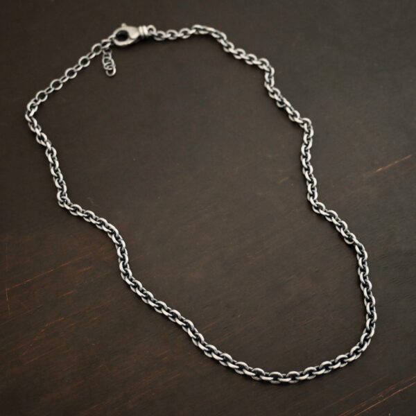 Sterling Silver Joan XL chain shown oxidized on dark background