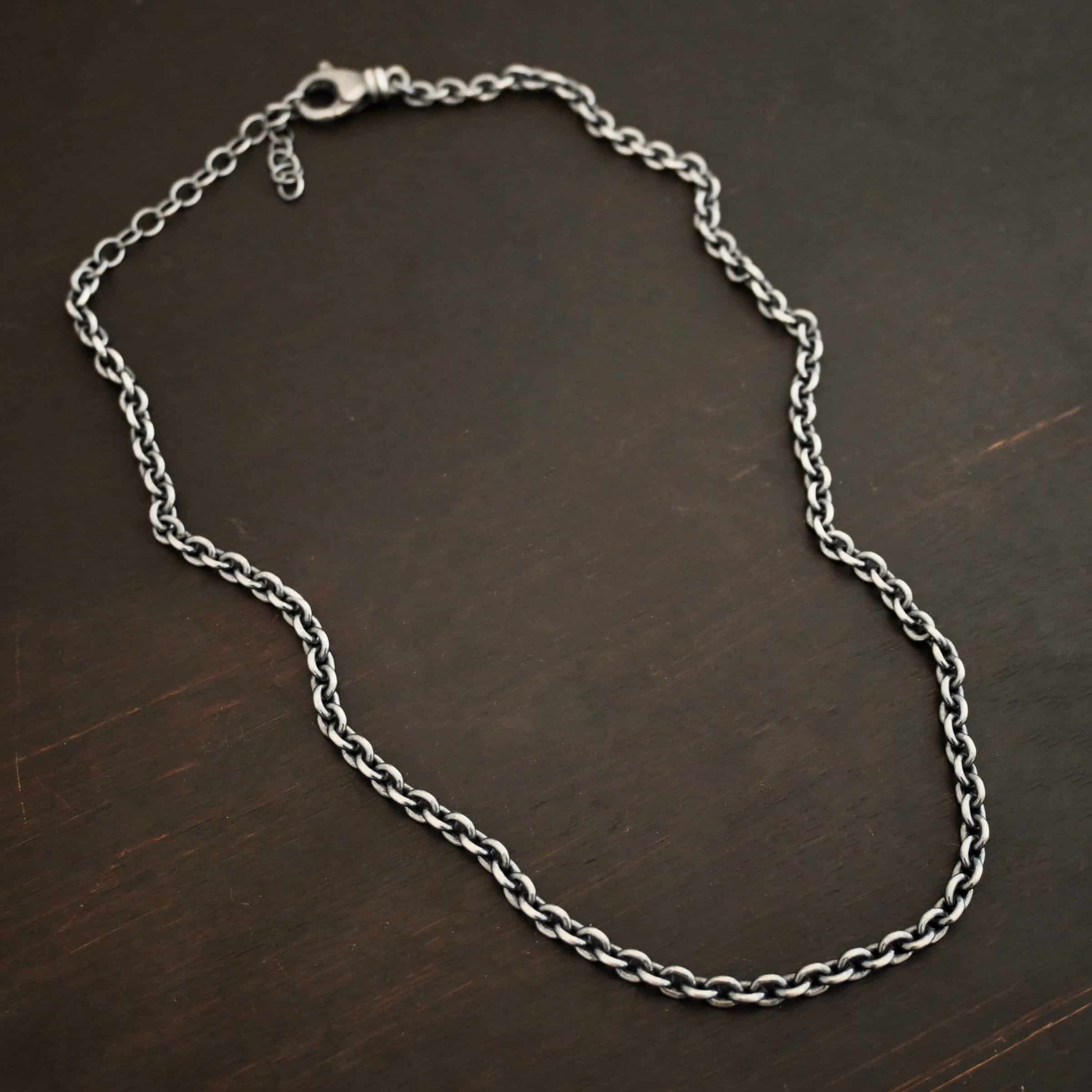 Joan Chain Sterling Silver Joan XL chain shown oxidized on dark background
