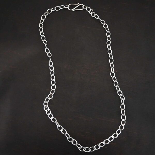 Sterling Silver Sky Chain - Shiny Smooth shown on dark background