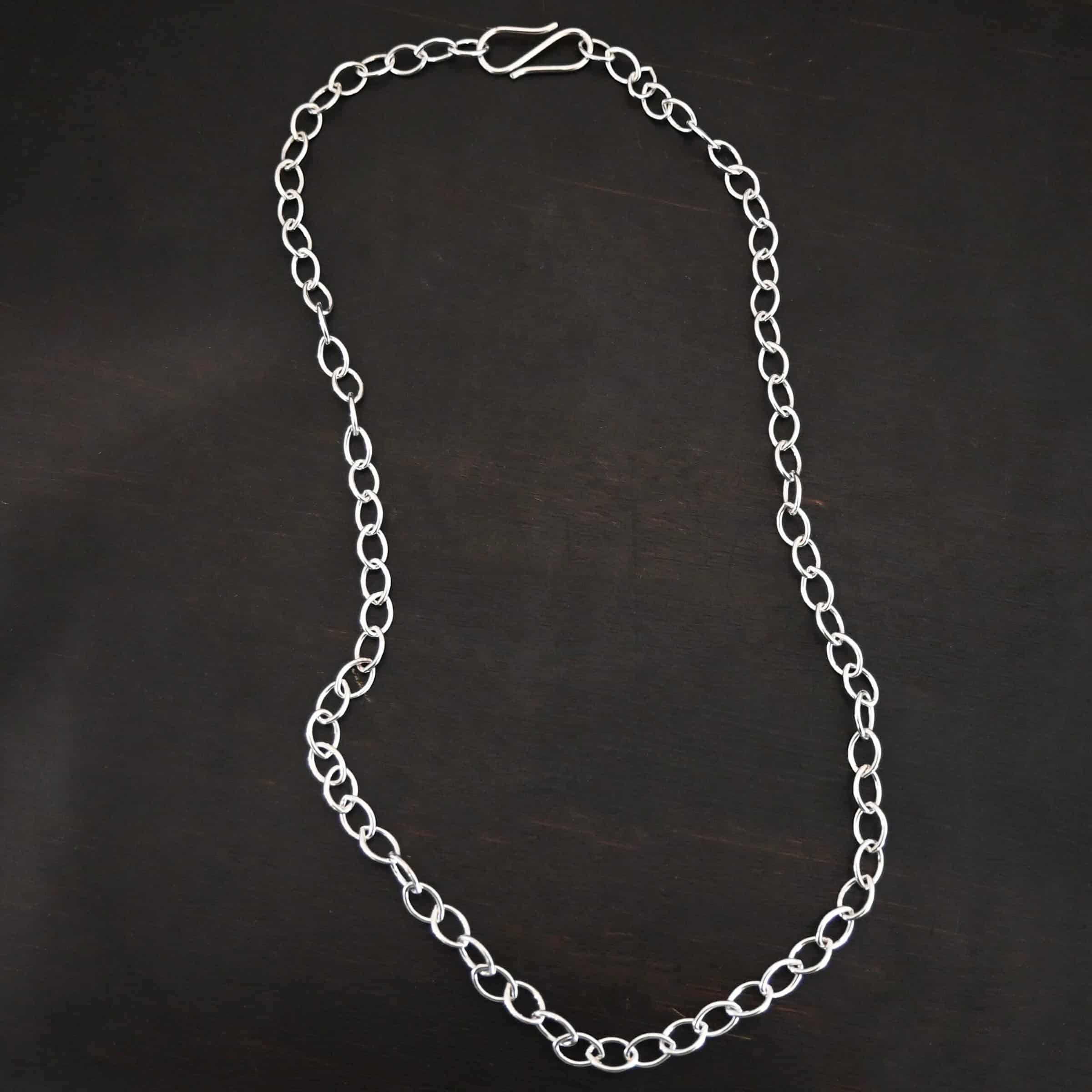 Sky Chain - Shiny Smooth Sterling Silver Sky Chain - Shiny Smooth shown on dark background