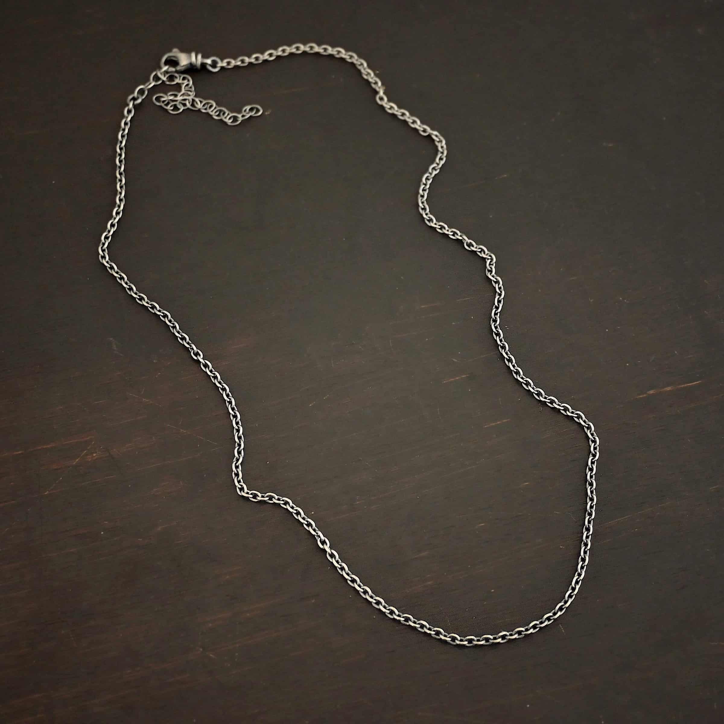 Sterling Silver oxidized Savannah Chain on dark background