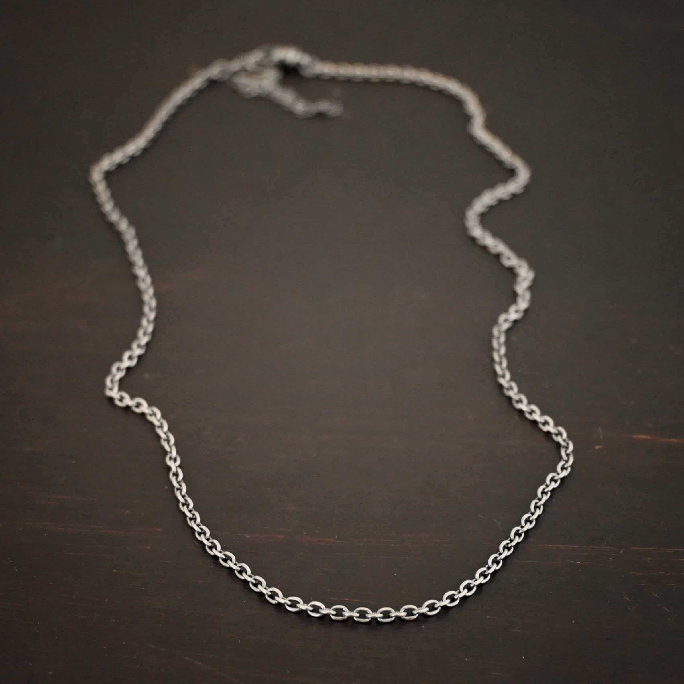 Sterling Silver oxidized Savannah Chain on dark background
