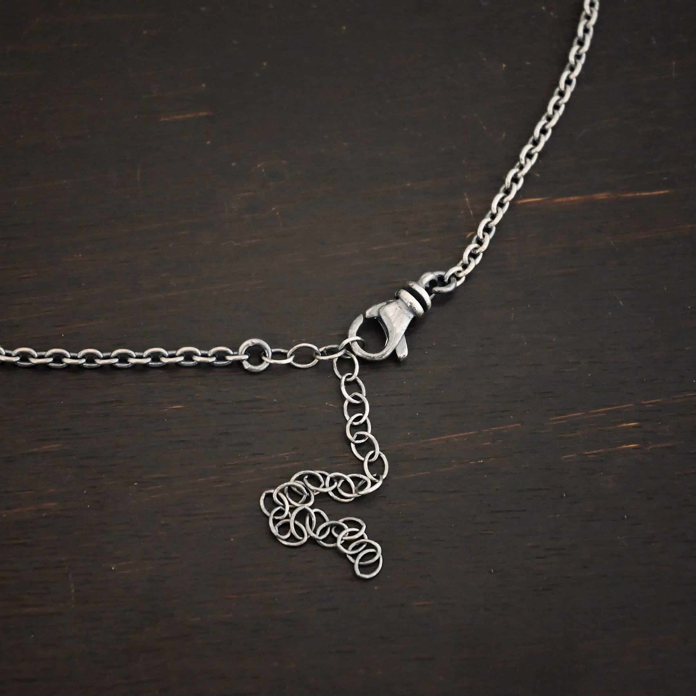 Sterling Silver oxidized Savannah Chain on dark background