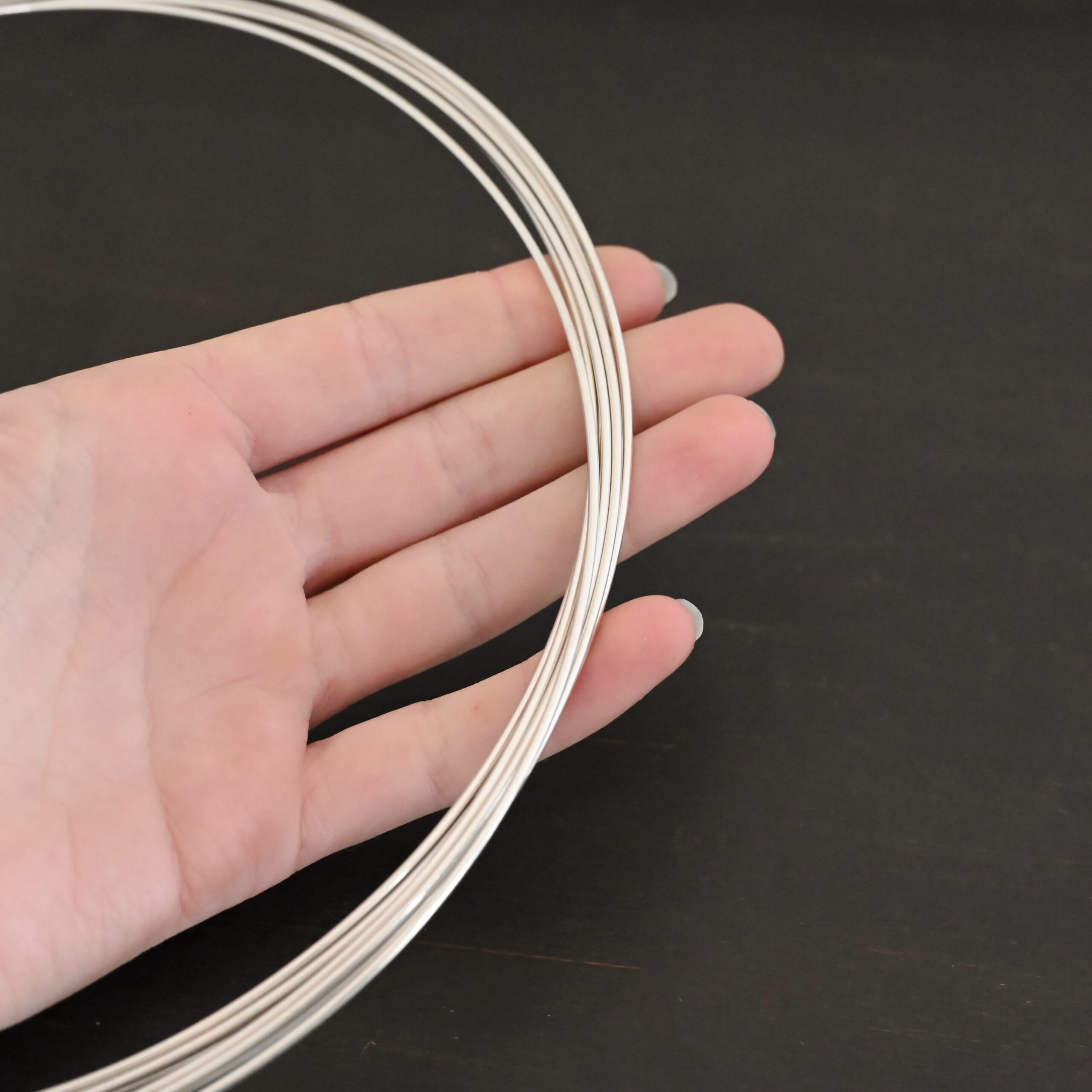 Silver Round Wire shown in hand