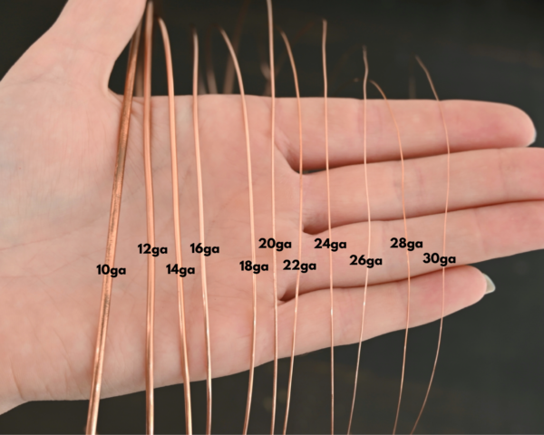 Copper Round Wire all sizes shown in hand