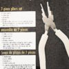 Shows pieces included in pliers kit and front of packaging
