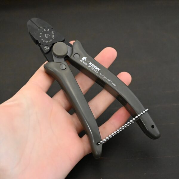 Power Max Full Flush Cutting Pliers - Grey plastic handle shown in hand