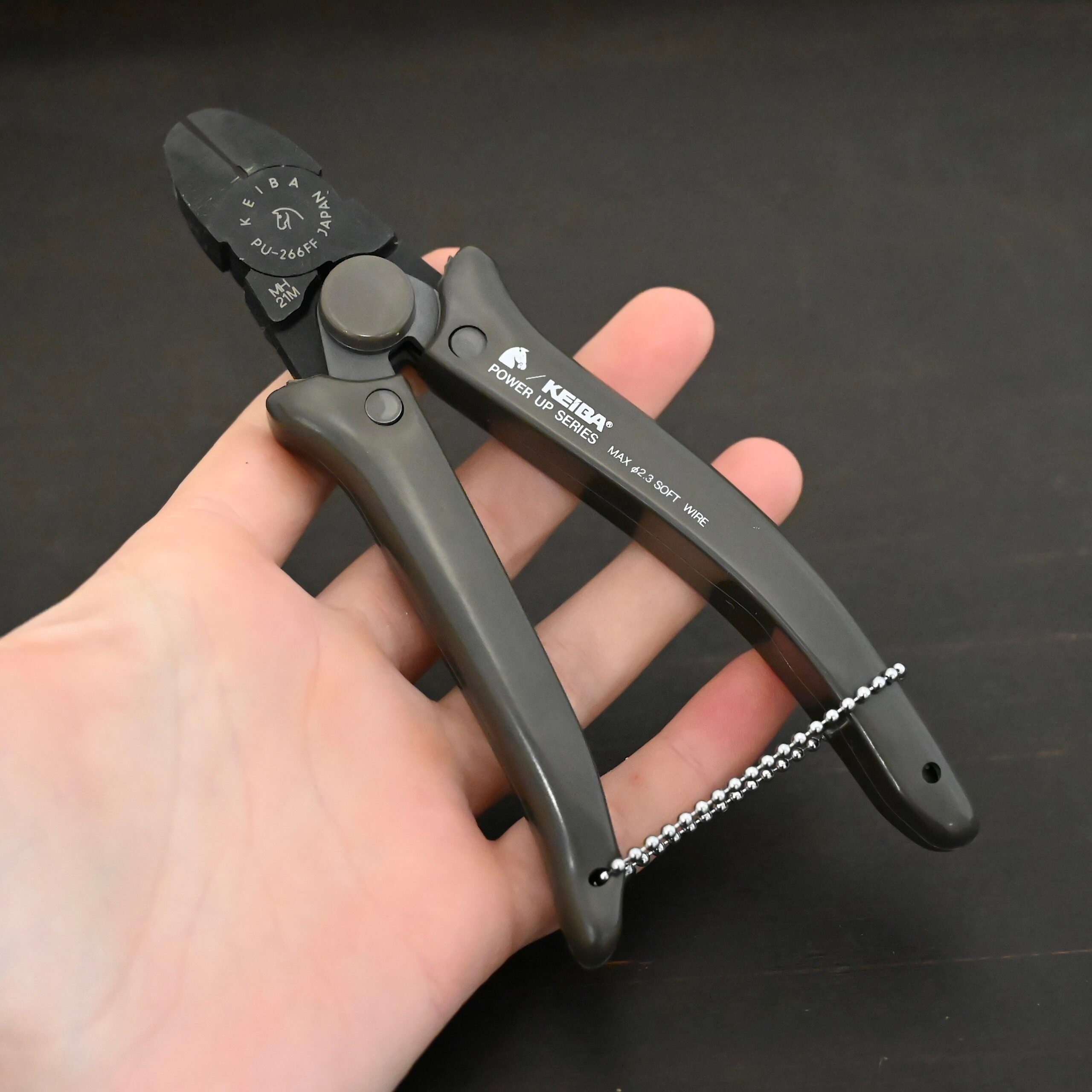 Felix Flush Cutting Pliers Power Max Full Flush Cutting Pliers - Grey plastic handle shown in hand