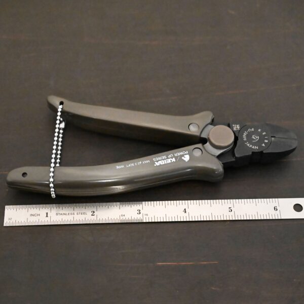 Power Max Full Flush Cutting Pliers - Grey plastic handle shown next to ruler