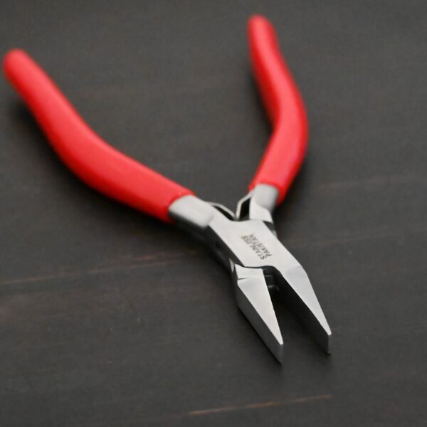 Flat Jaw Pliers - Red rubber handle shown on dark background