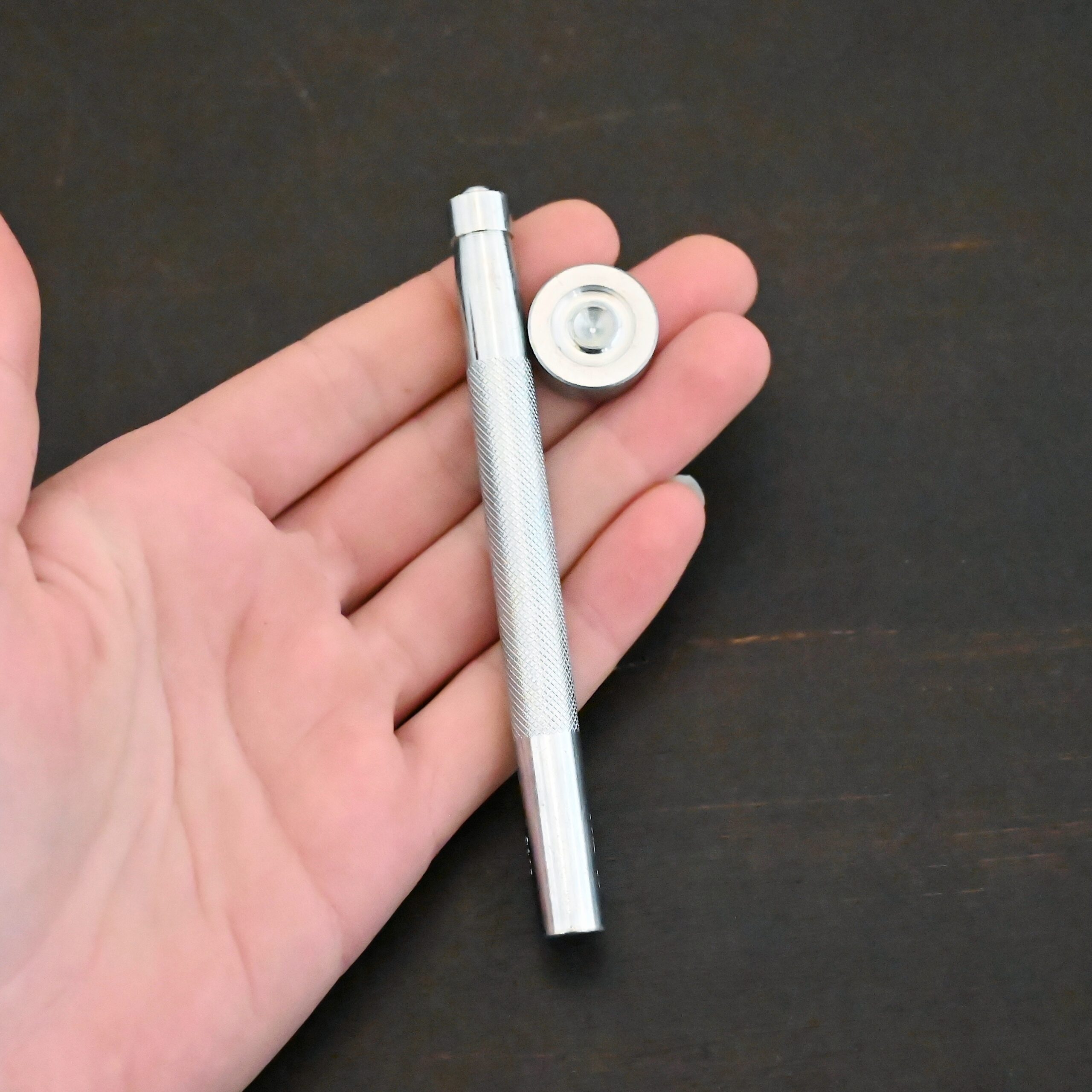 3/16" Rivet Setting Punch shown in hand - stainless steel