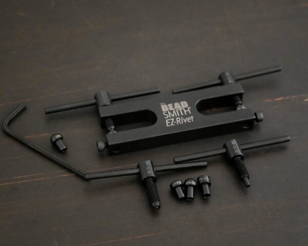 EZ Riveting Tool Complete Kit all parts shown on dark background