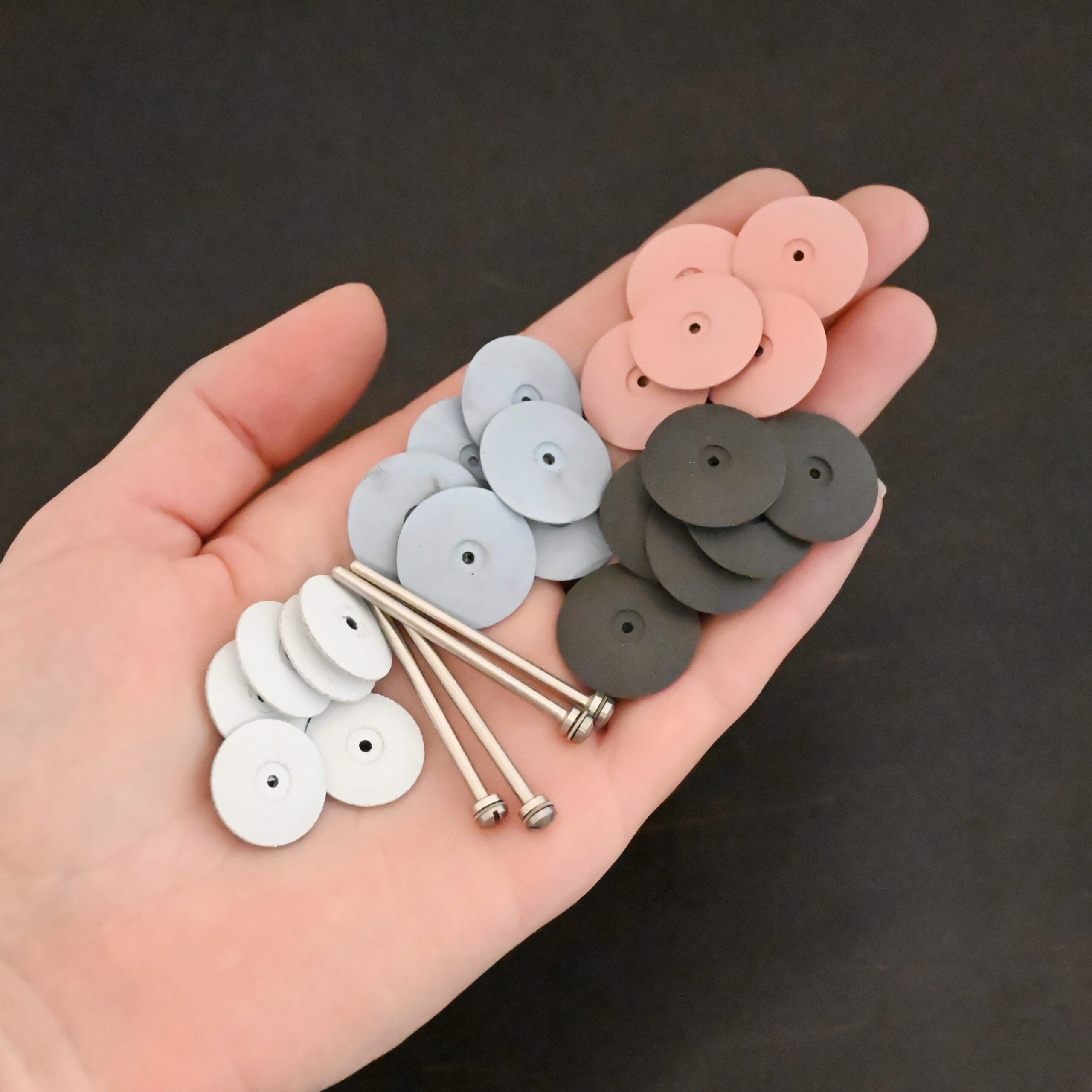 All Polishing Wheels & Mandrels shown in hand