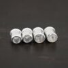 Handmade shiny end caps shown on dark background