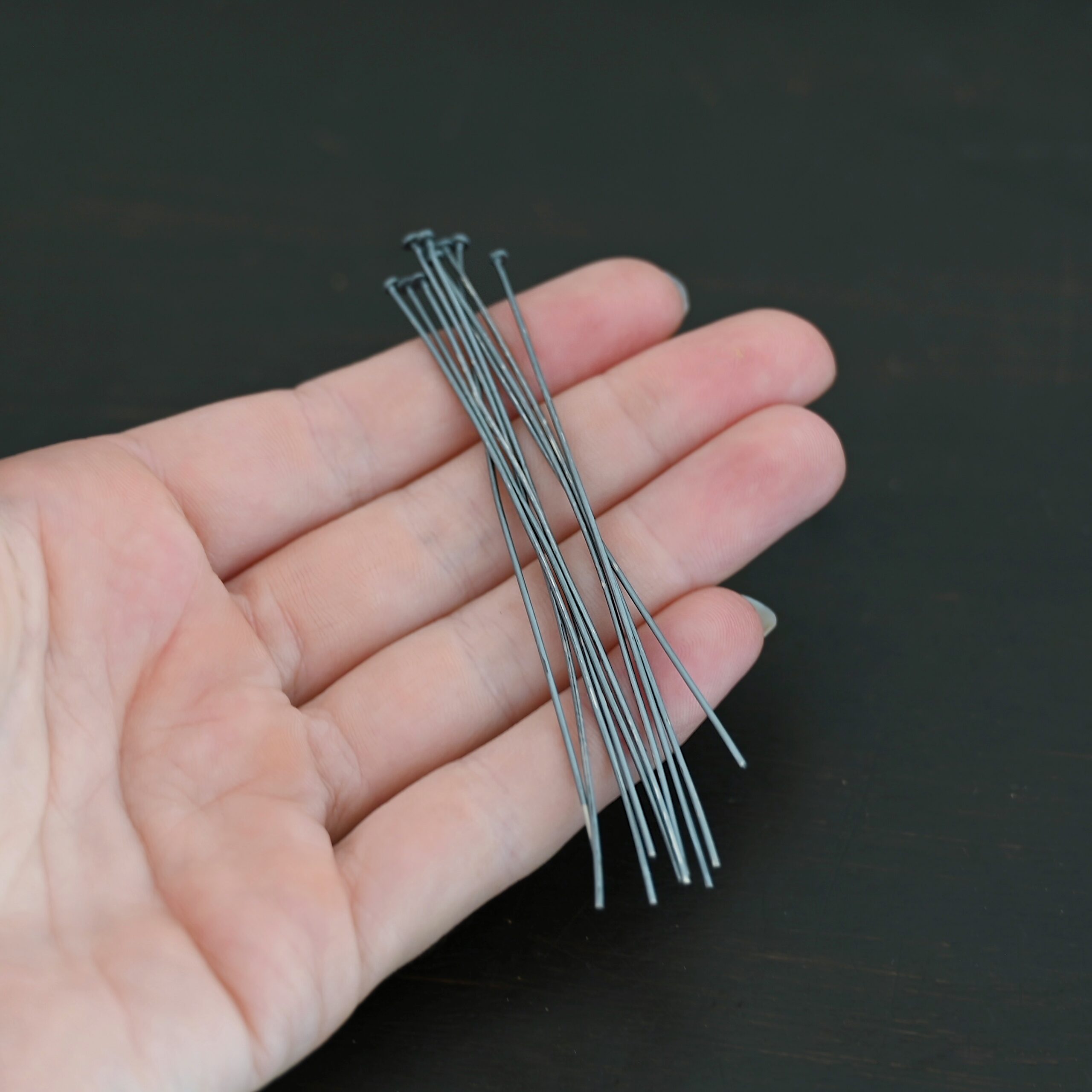 Large Bead Headpin oxidized 10pcs Large Bead Headpin oxidized 10pcs shown in hand